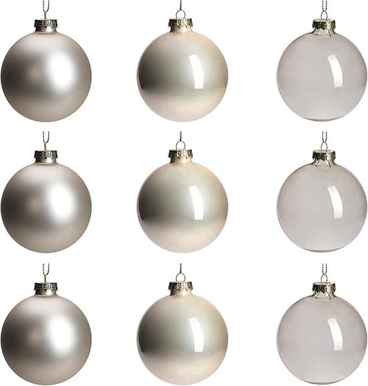 DN DECONATION Champagne Glass Christmas Ball Ornaments, 3.15' Hanging Christmas Baubles for Xmas Tree Decoration, Set of 9