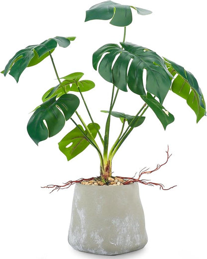 Fake Plants Large Artificial Monstera Faux Potted Plants Indoor Decoration, Faux Floor Plant for Indoor House Decor, Living Room, Bedroom, Office, House Plants