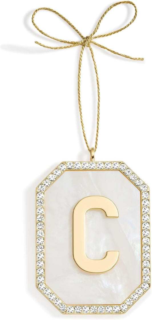 2025 Christmas Initial Ornaments, Letter C Ornaments for Christmas Tree,Hanging Ornament for Mother Best Friends Sister Wife