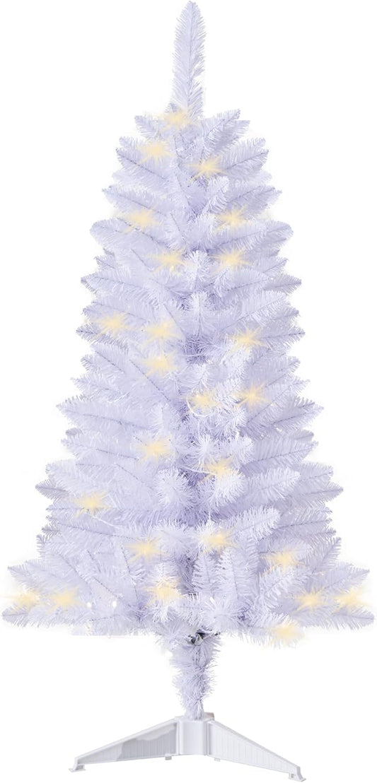 Pre-Lit Artificial Christmas Tree 4Ft, Battery Operated Desktop Xmas Tree with 70 LED 210 Branch Tips Mini Christmas Tree Decoration Indoor Outdoor