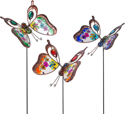 3 Pack Butterfly Decorative Garden Stakes,Outdoor Decorations Metal Yard Art Garden Stakes for Patio Yard Porch Decor