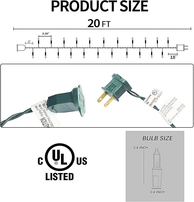 Uptotop Christmas 100 Count String Light, 20FT Plug in Waterproof String Light Decorations for Party Carnival Supplies, Outdoor Yard Garden Decor (RED)