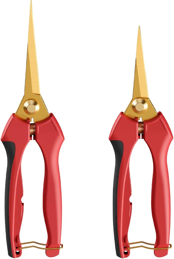 FLORA GUARD Garden shears – 8.2" Straight Tip & 7.2" Curved Blade pruning shears for gardening, Great Christmas Gifts, ideal for Precise Trimming of Flowers, Plants, and Garden Maintenance (2 Pack)