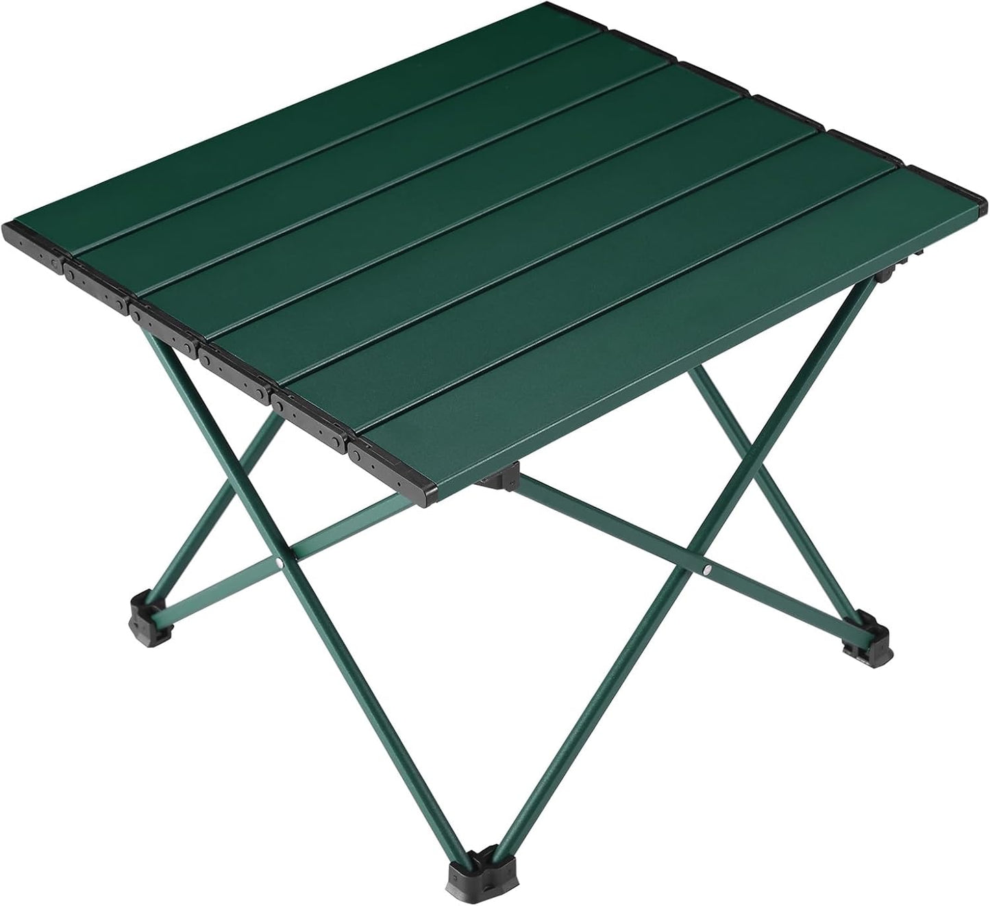 Tesouro Portable Camping Table,Folding Side Table Aluminum Top for Outdoor Cooking, Hiking, Travel, Picnic (Blackish Green-Large)