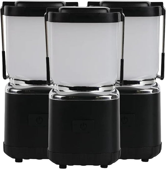 LUXPRO LP189 Mini Lantern - USB-C Rechargeable Camping Light - with 4 Color Modes - Dimmable LED Portable Lantern for Hiking & Emergency - Handy Compact Design (Black, 3-Pack)