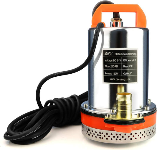BACOENG 24V DC Farm & Ranch Solar Water Pump Submersible Well Pump DC 20FT Lift