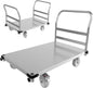 Platform Truck 3000LBS Capacity Industrial Flatbed Cart with 2 Detachable Handels, 44" x 28" Push Dolly with 6" Rubber Swivel Wheels, Heavy Duty Flat Cart Hand Truck for Industrial and Commercial