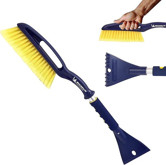 Michelin Snow Brush for Car Windshield (Pack of 2) – 25" Heavy Duty Snow Remover with Ice Scraper, Ergonomic Foam Grip, Power Scraping Handle, Lightweight Aluminum Shaft for Car, SUV, Truck, Van