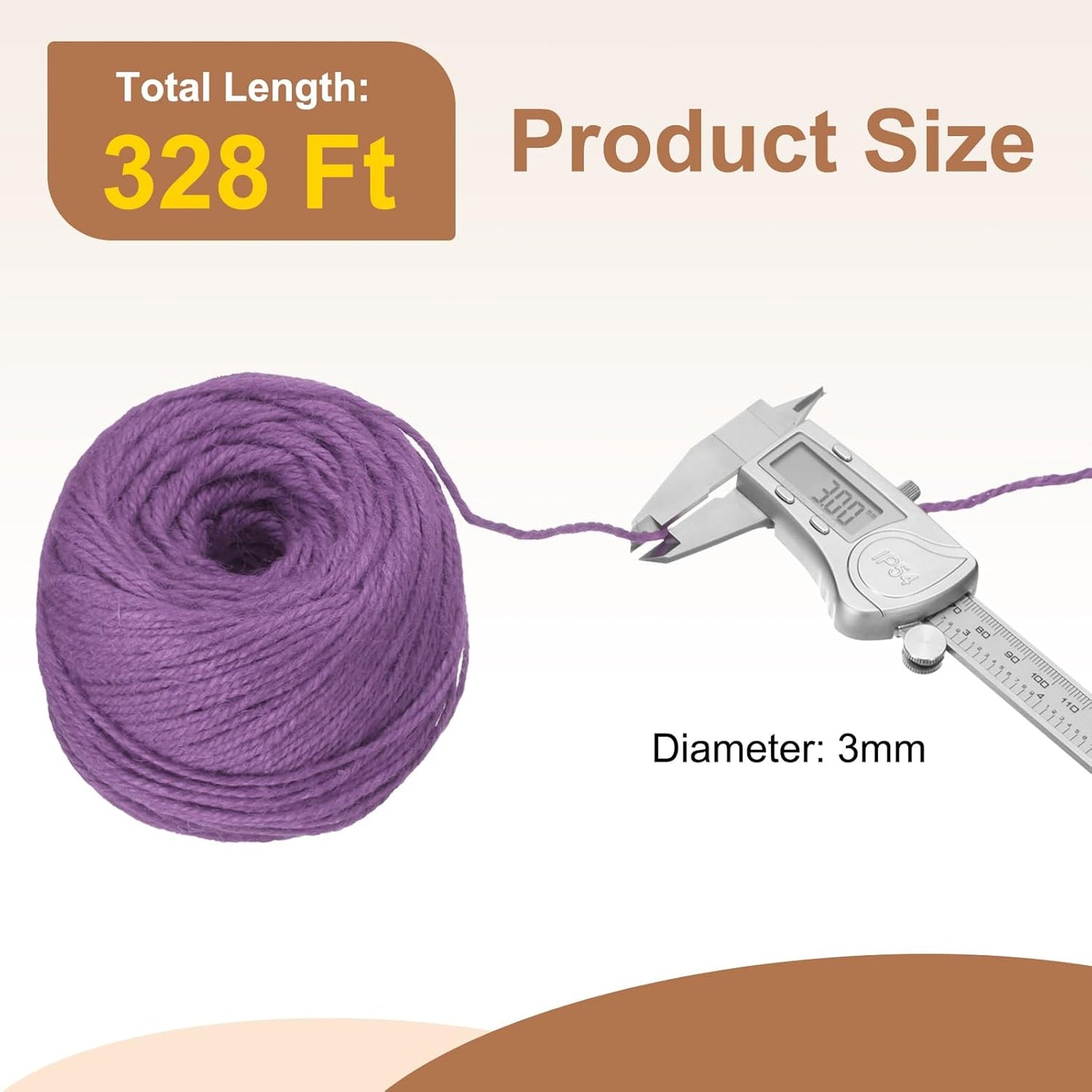 uxcell 328 Feet Natural Jute Twine String,3mm Thin Garden Twine Rope Colored Plant String Cord for DIY Art Crafts Gift Wrapping Decoration Packing Gardening Plant Hanger,Light Purple