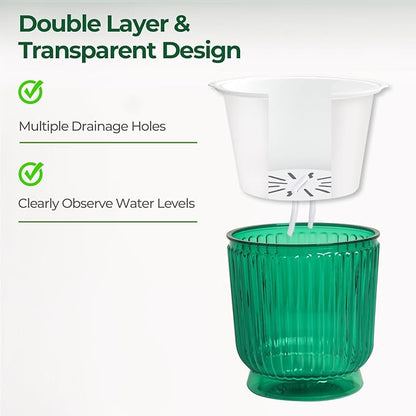 T4U 4 Inch Self Watering Plant Pot, 4 Pack Self Watering Pots, Small Self Watering Planter with Reservoir for Indoor Plants, African Violets (4 Pack 4" Pots, Translucent Green)