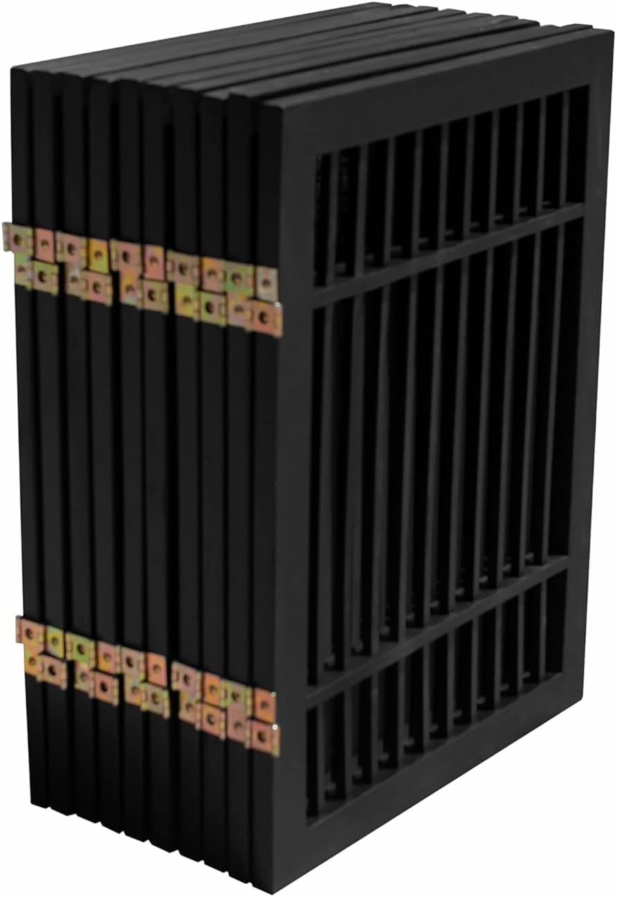 Pet Dog Gate Strong and Durable Freestanding Folding Acacia Hardwood Portable Wooden Fence Indoors or Outdoors by Urnporium (Black Pet Gate, 10 Panel 24" Tall)