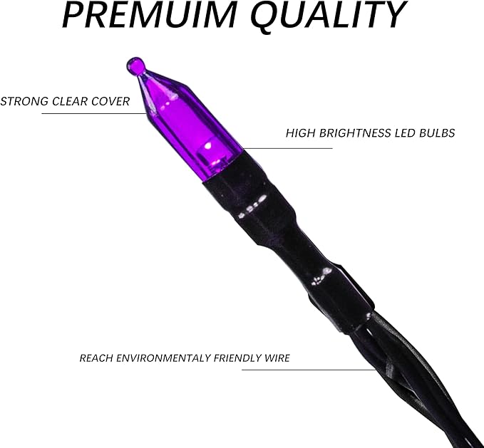 Dazzle Bright 200 LED Halloween Mini String Lights, 65FT Light Up 8 Modes Halloween Decorations Fairy Lights for Indoor Outdoor Room Garden Holiday Party (Purple)