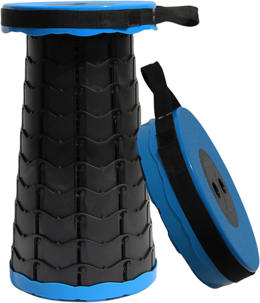 ALEVMOOM Upgraded Nylon Collapsible Stool with 500lbs Max Weight Portable Retractable Folding Telescoping Stools for Adults Chair for Outdoor Camping Fishing Hiking BBQ(Nylon Blue)