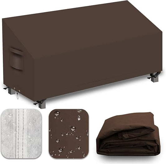 Heavy Duty Patio Sofa Covers Waterproof, Outdoor 3-Seater Couch Cover Waterproof, 600D Outdoor 2-Seater Loveseat Furniture Covers with Air Vent Handle 102''W x 35''D x 24''H/ 35''H Brown