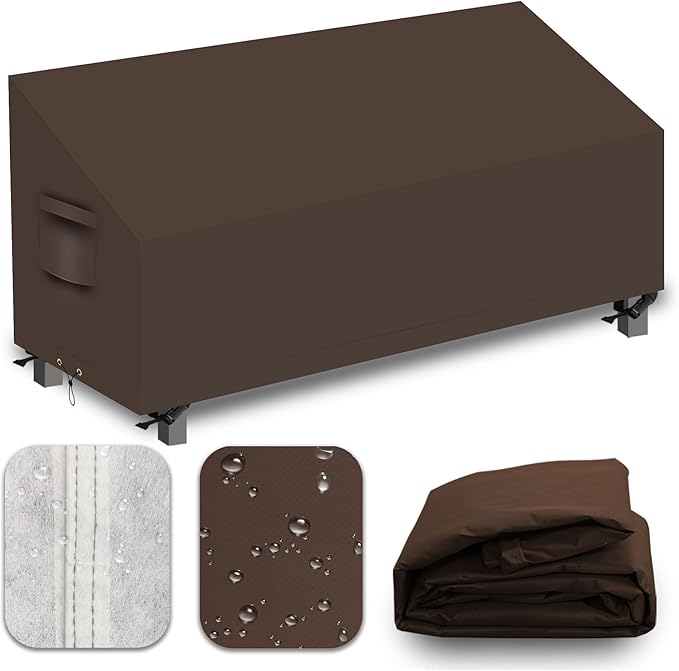 Heavy Duty Patio Sofa Covers Waterproof, Outdoor 3-Seater Couch Cover Waterproof, 600D Outdoor 2-Seater Loveseat Furniture Covers with Air Vent Handle 88''W x 35''D x 24''H/ 35''H Brown