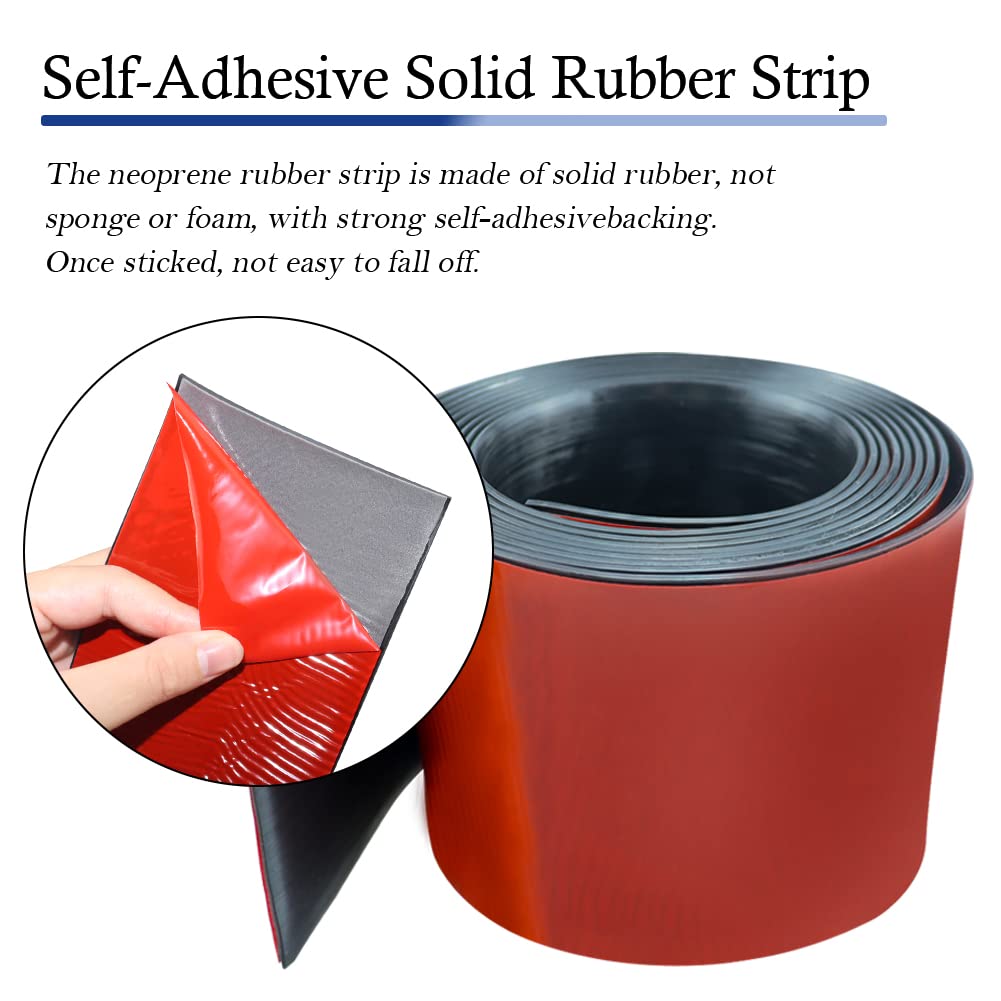 Neoprene Rubber Strips Self Adhesive Solid Rubber Sheets, Rolls & Strips for DIY Gaskets Crafts Pads Seals Warehouse Flooring Neoprene Sheet with Adhesive Backing (6" Wide x 1/8" Thick x 40' Long)