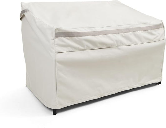 Covermates Prestige Outdoor Patio Sofa Cover – Water-Resistant 900D Polyester, Rot-Resistant Double-Stitched Seams, Auto-Locking Drawcord, Mesh Vents & Buckle Straps, 64W x 34D x 30H, Stone