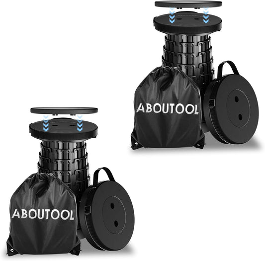 2PCS Upgraded Collapsible Stool with Removable Cushion & Waterproof Carry Bag - Portable Folding Stool for Adults, Camping, Fishing, Hiking - Lightweight Yet Sturdy Max 400lbs