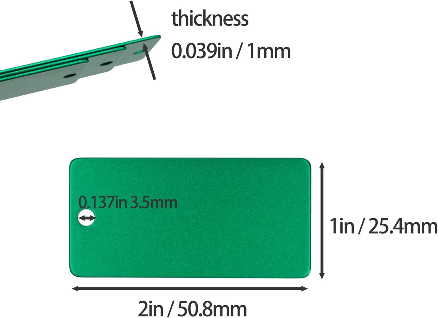 StayMax Anodized Aluminum Engraving Blanks 1x2 Inch 50 Pack (Green)