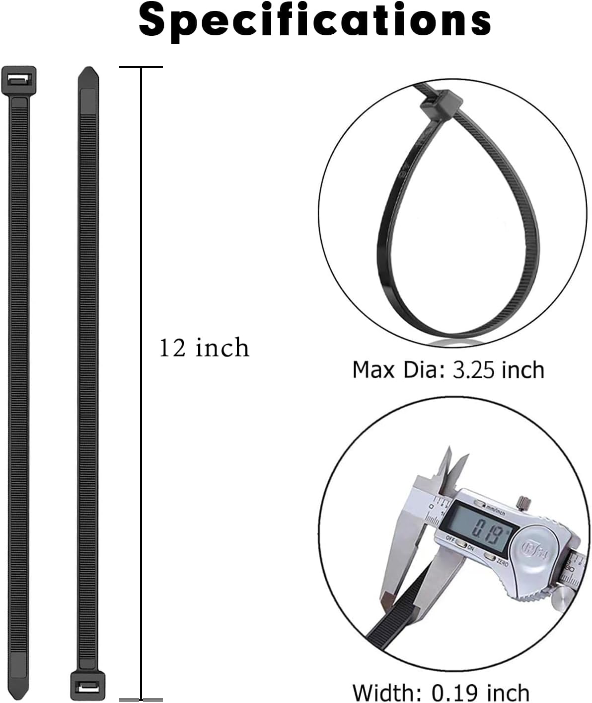 Zip Ties, KAMOTA 1500pcs 12 Inch Heavy Duty Self-Locking Nylon Zip Ties, Black Cable Ties with 50lb Tensile Strength, UV Resistant Cable Tie for Indoor and Outdoor Use