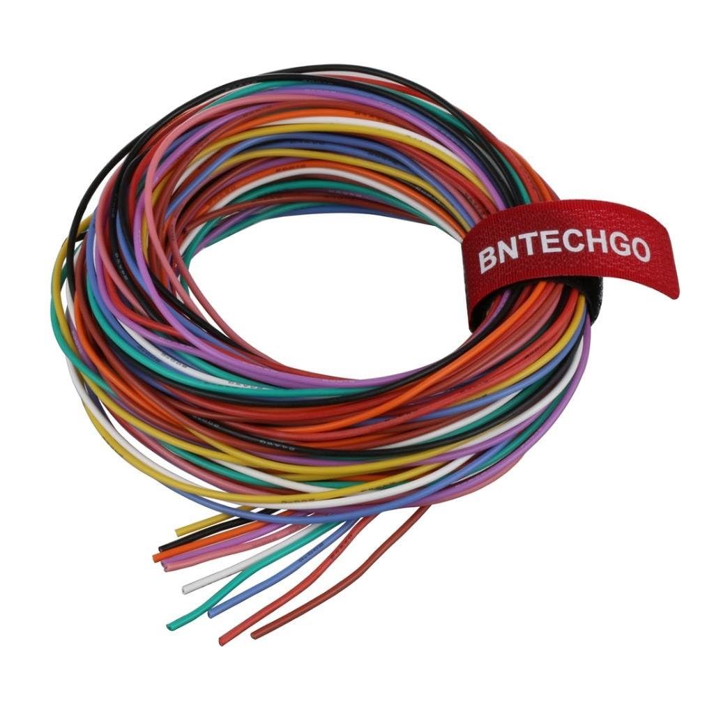 BNTECHGO 24 Gauge Silicone Wire Kit 10 Color Each 10 ft Flexible 24 AWG Stranded Tinned Copper Wire