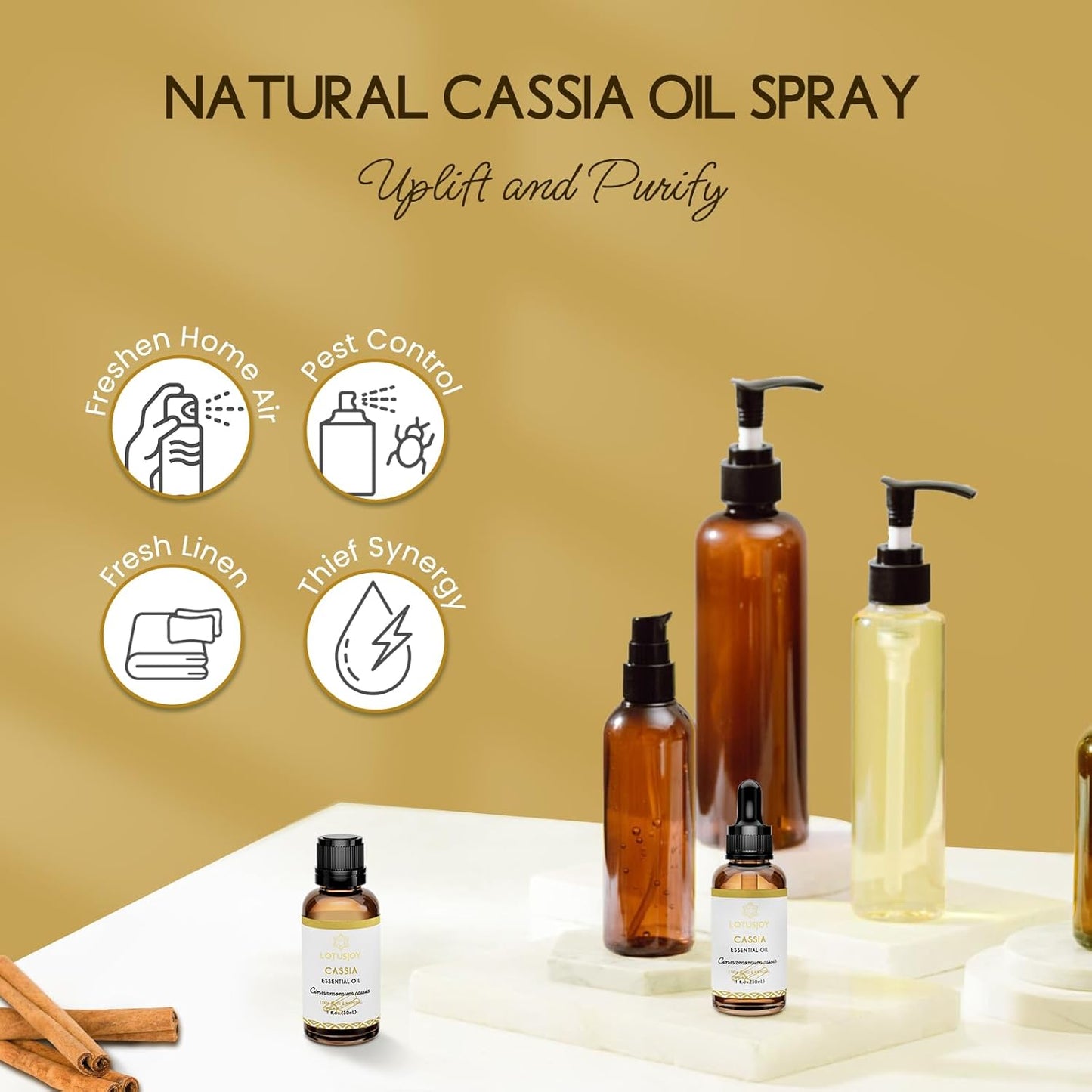 Cassia Cinnamon Bark Essential Oil for Room Spray, Diffuser, DIY Home Crafts - 1 Oz