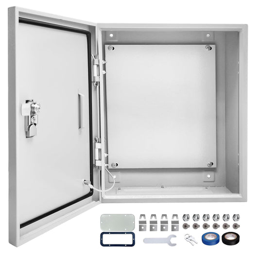 Outdoor Electrical Box 24x 24 x 8''D NEMA 4X Enclosure Steel Box, Waterproof & Dustproof Outdoor/Indoor Lockable Electrical Junction Box, with Mounting Plate