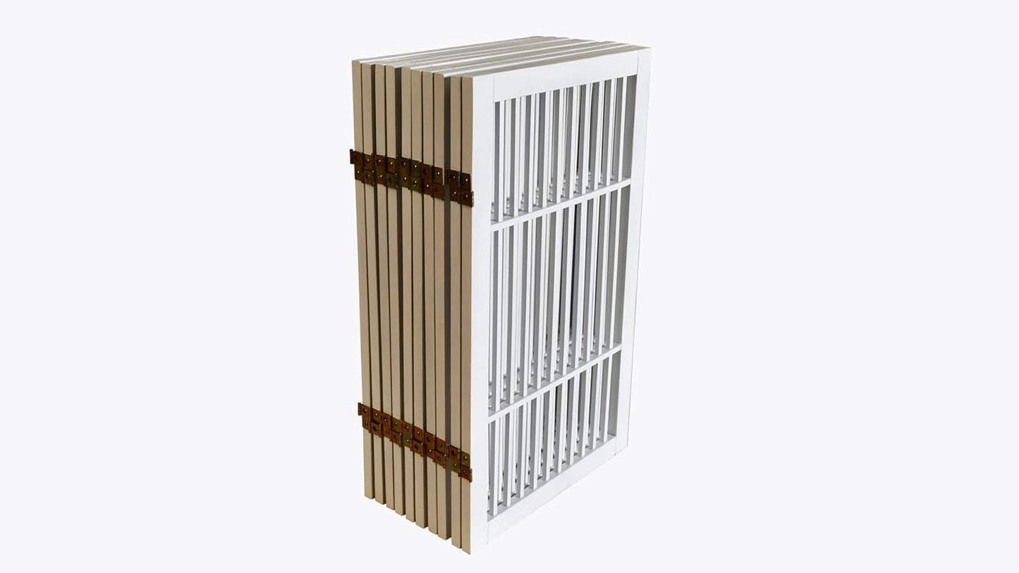 Pet Dog Gate Strong and Durable Freestanding Folding Acacia Hardwood Portable Wooden Fence Indoors or Outdoors by Urnporium (White Pet Gate, 10 Panel 30" Tall)