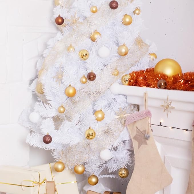 KTKDE 4 Ft White Premium Artificial Christmas Tree Easy to Assemble with Metal Stand w/ 450 Tips, Christmas Tree White Festival Decoration for Home School Office Store etc