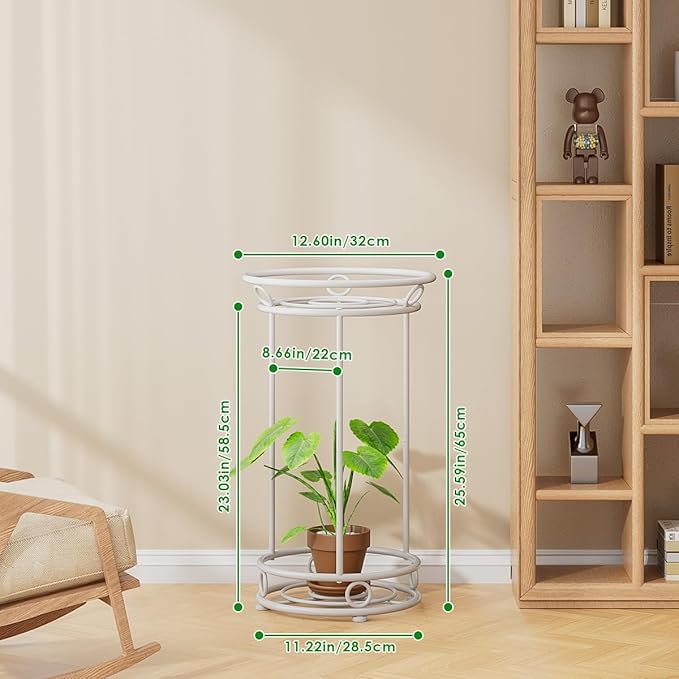 Plant Stand Indoor Outdoor - Metal Planter Holder Shelf Tall Tiered Flower Pot Display Organizer Rack for Garden, Patio, Living Room, Bathroom, Office (White)