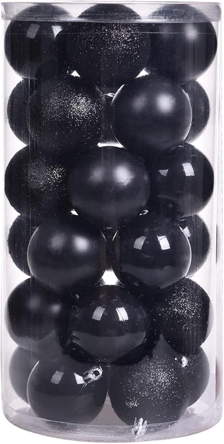 30ct Christmas Ball Ornaments, 3.15" Shatterproof Halloween Tree Decorations, Perfect Hanging Ball for Indoor/Outdoor Holiday Party Decor (Black)