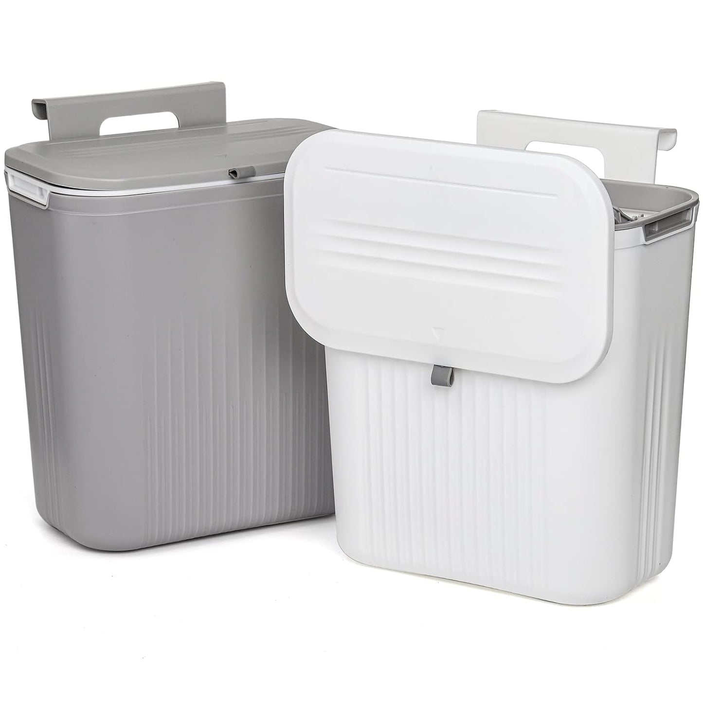 Frcctre 2 Pack 2.4 Gallon Kitchen Compost Bin, Hanging Trash Can with Lid Garbage Can for Countertop or Under Sink, Wall Mounted Counter Waste Bin for Kitchen Bathroom Bedroom Office