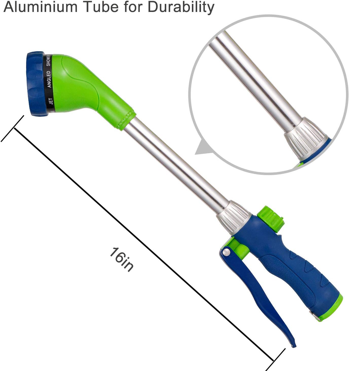 GREEN MOUNT Watering Wand, 16 Inches Sprayer Wand with 8 Watering Patterns for Lawn and Garden Use