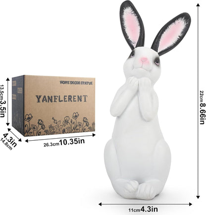 Resin Rabbit Figurine Modern Style Sculpture Statue Collectible Figurines for Home, Bedroom, Living Room, Cabinets, Office, Bookshelf, Desktop Decor