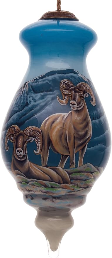 Big Horn Sheep Christmas Ornament, Ram Glass Decorative Ornament, Wild Life Souvenir Ornament for Christmas Tree