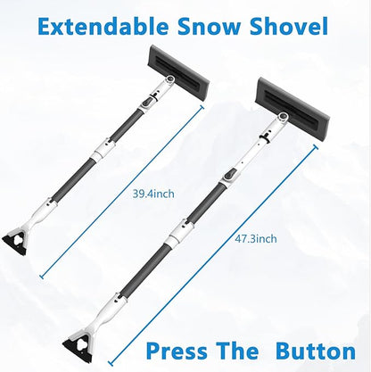 47.3" Ice Scrapers for Car Windshield, EVA Foam Snow Brush for Car, Heavy Duty Snow Broom & Squeegee with 180° Pivoting Head, Scratch-Free Extendable Snow Pusher for Car, SUV, Truck