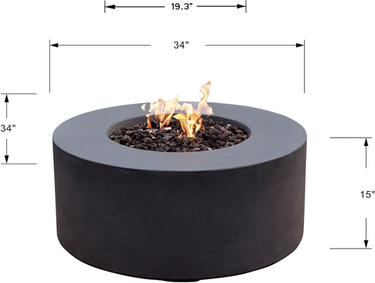 AMS Fireplace | Modeno Venice Package | Black Natural Gas Fire Pit Table for Outside Patio Bundle with Wind Guard, and SS Burner Lid | Free Rubber Mat & Ice Bucket