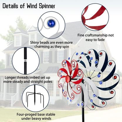 DREAMYSOUL Large Wind Spinners 20" Dia, Metal Patriotic Wind Sculpture Spinner Yard Art for Outdoor Garden Patio Decor