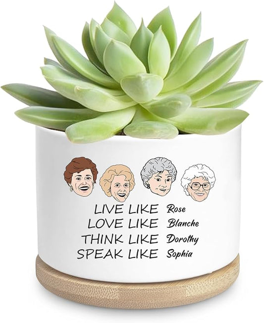 Friend Gifts for Women, Funny Succulent Planter, Flower Cactus Plant Pot, Golden Gilrs Merchandise, Friendship Gifts for Best Friends Bestie Sister Birthday Present (Plant Not Included)