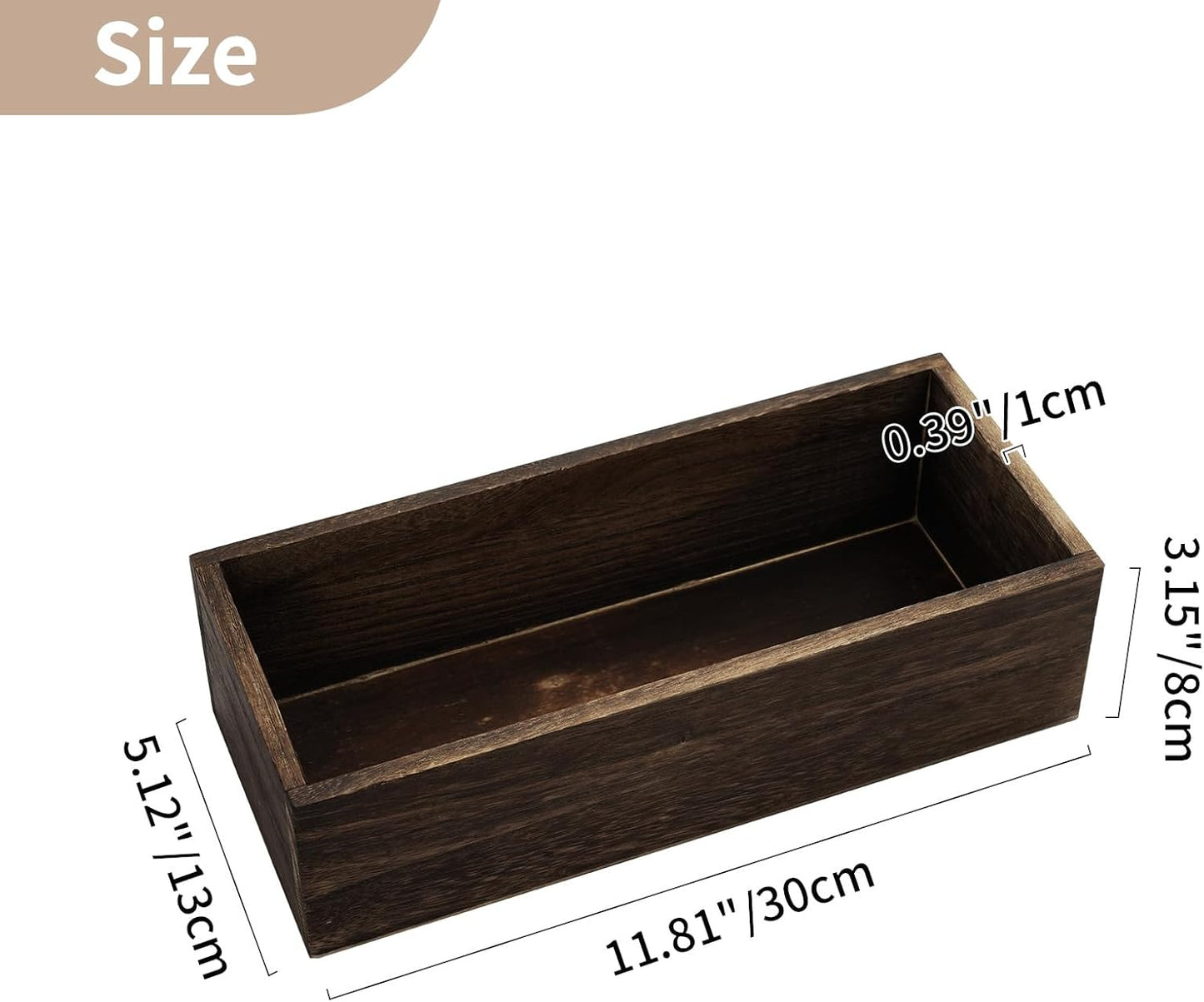 NUPTIO Wooden Box Centerpiece for Table: 2 Pcs 11.8" Long Wood Rectangle Planters - Farmhouse Flower Vase for Fall Wedding Dining Living Room Window Mantel Table Decor