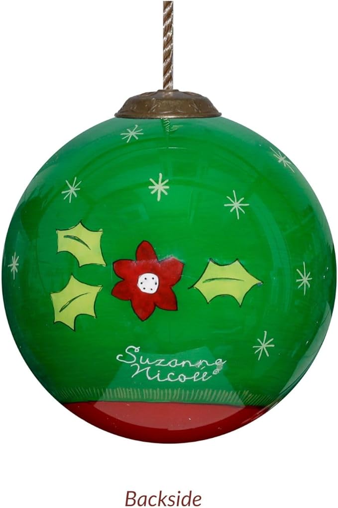 Sloth Christmas Ornament – Hand-Painted Glass Sloth Ornament for Christmas Tree–Sloth Christmas Decorations – Fun Sloth Gift for Women