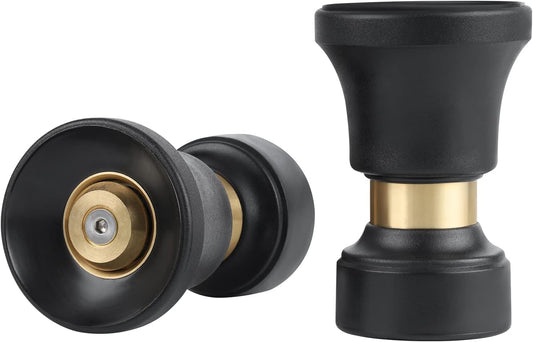 Hose Nozzle, Lichamp 2 Pack Heavy Duty Brass Fireman Style High Power Leak Proof Adjustable Garden Water Sprayer, Suitable for Car Wash, Patio Cleaning, Watering Lawn and Garden, Shower Pets (Black)