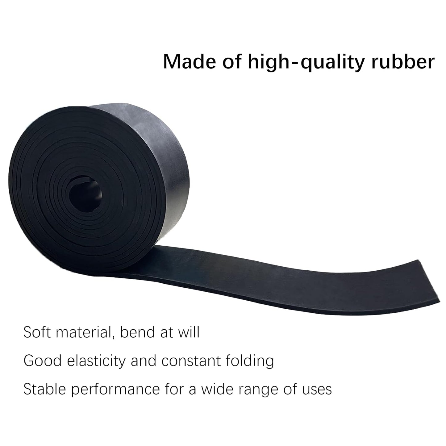 Solid Rubber Strips 1/8 (.125)" Thick X 2" Wide X 10'Long, Solid Rubber Sheet for Anti-Slip Pads, Flooring, Seals, Crafts, Anti-Vibration, Gaskets DIY