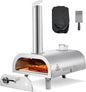 VEVOR Pizza Oven Outdoor, 12" Pellet Pizza Oven, Portable Pizza-Stove with Built-in Thermometer, Wood Fired Stainless Steel Pizza-Maker, for Backyard, Camping, Pizza-Stone, Shovel, Carry Bag, Silver