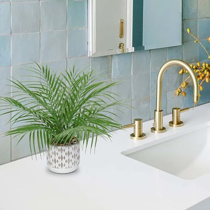 Hollyone Large Artificial Potted Plants Fake Palm Plants 16" Faux Green Plant Plastic Ceramic Tropical Palm Tree in Pots Bohemian for Home Room Office House Indoor Decorative