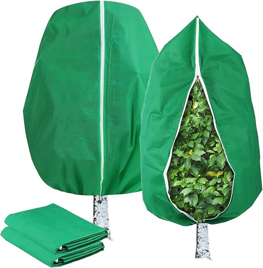 Plant Covers Freeze Protection Green 47.3"W x 71"H 2 Packs Winter Plant Covers for Outdoor Plants, Frost Cloth Frost Blankets for Outdoor Plants, Patio Winterizing, Plant Protection Cover for Trees