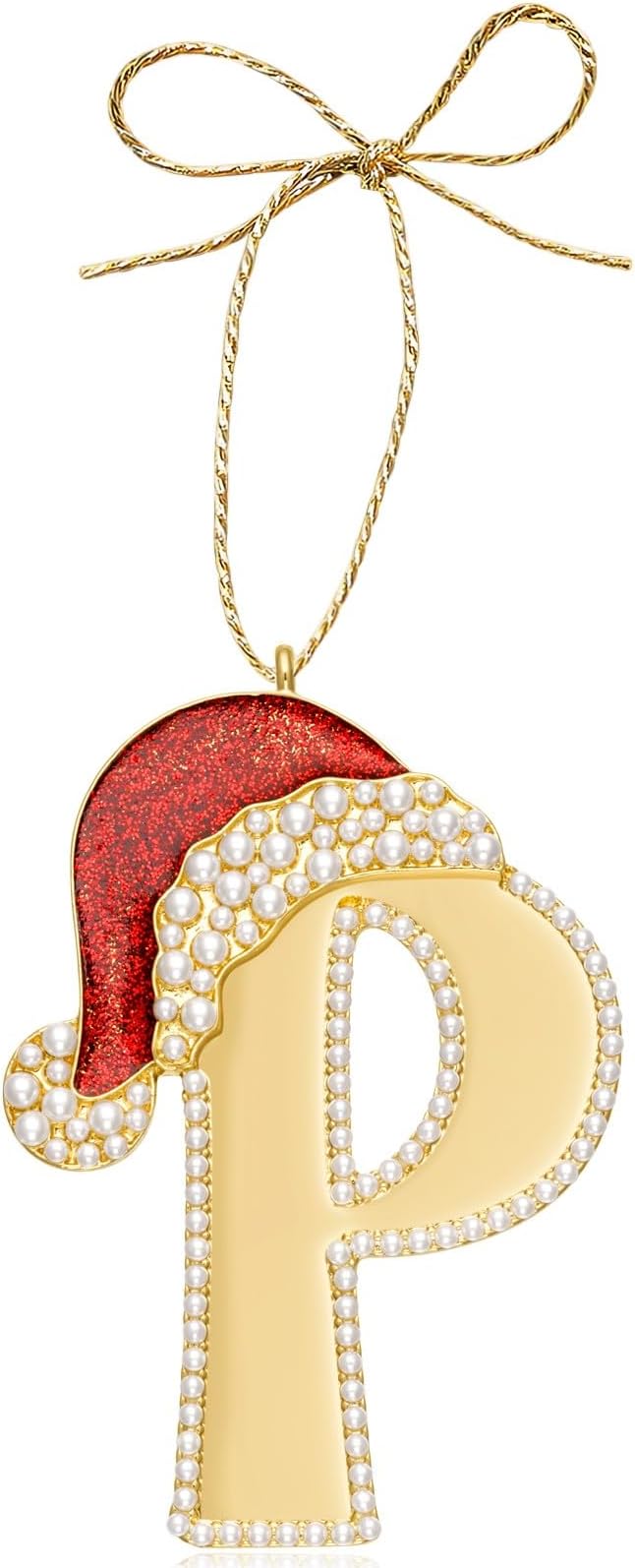 2025 Christmas Initial Ornaments, Letter P Ornaments for Christmas Tree, Red Hat Hanging Ornament for Mother Best Friends Sister Wife|P-Letter Ornament