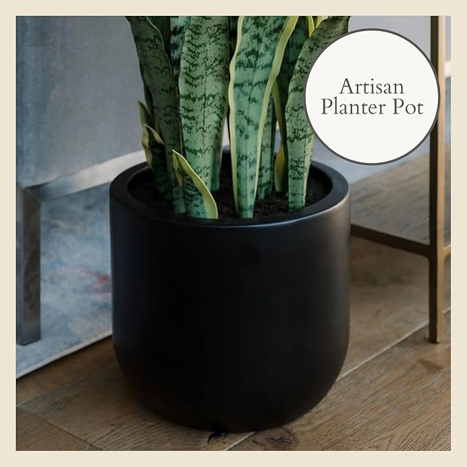 CG Hunter Faux Snake Plant, Premium Artificial Indoor Plant Stands 30” Tall and Enhances Interior Design, Lifelike-Leaves Create Realistic Natural Appearance, Black Planter Pot Included