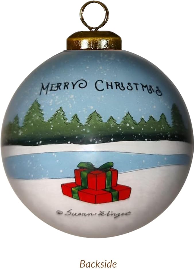 Black Bear Ornament with Red Scarf and Cardinal – Hand-Painted Glass Wildlife Christmas Ornament for Woodland Holiday Décor, Rustic Cabin Theme