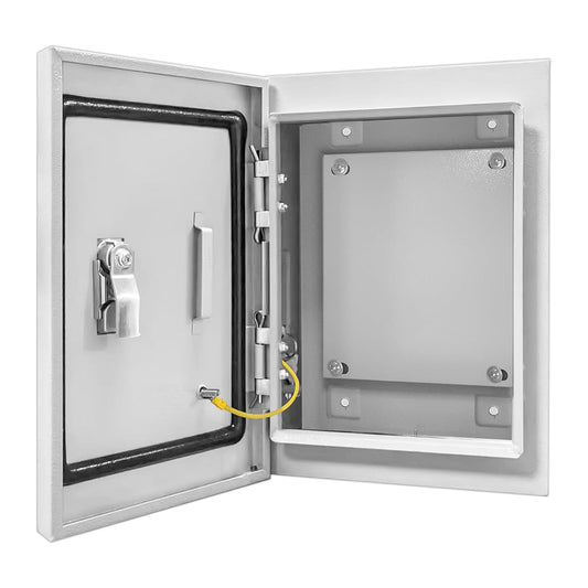 Outdoor Electrical Box 10 x 8 x 6''D NEMA 4X Enclosure Steel Box, Waterproof & Dustproof Outdoor/Indoor Lockable Electrical Junction Box, with Mounting Plate